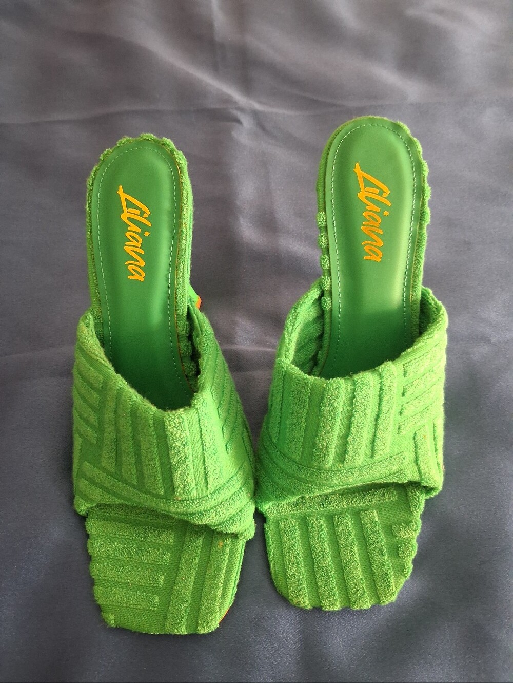 Green Textured Slide Sandals - Women